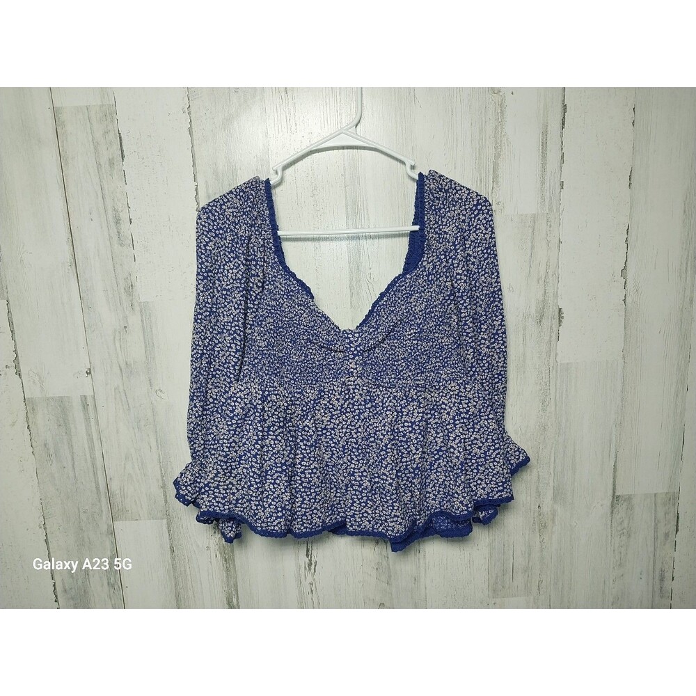 Free people Brittnee Print Smocked Back Peplum Top Medium